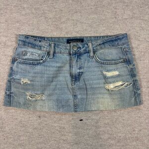 Aeropostale Light Blue Distressed Denim Mini Skirt